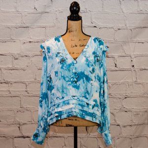 White House Black Market (WHBM) Long Sleeved Floral Blouse